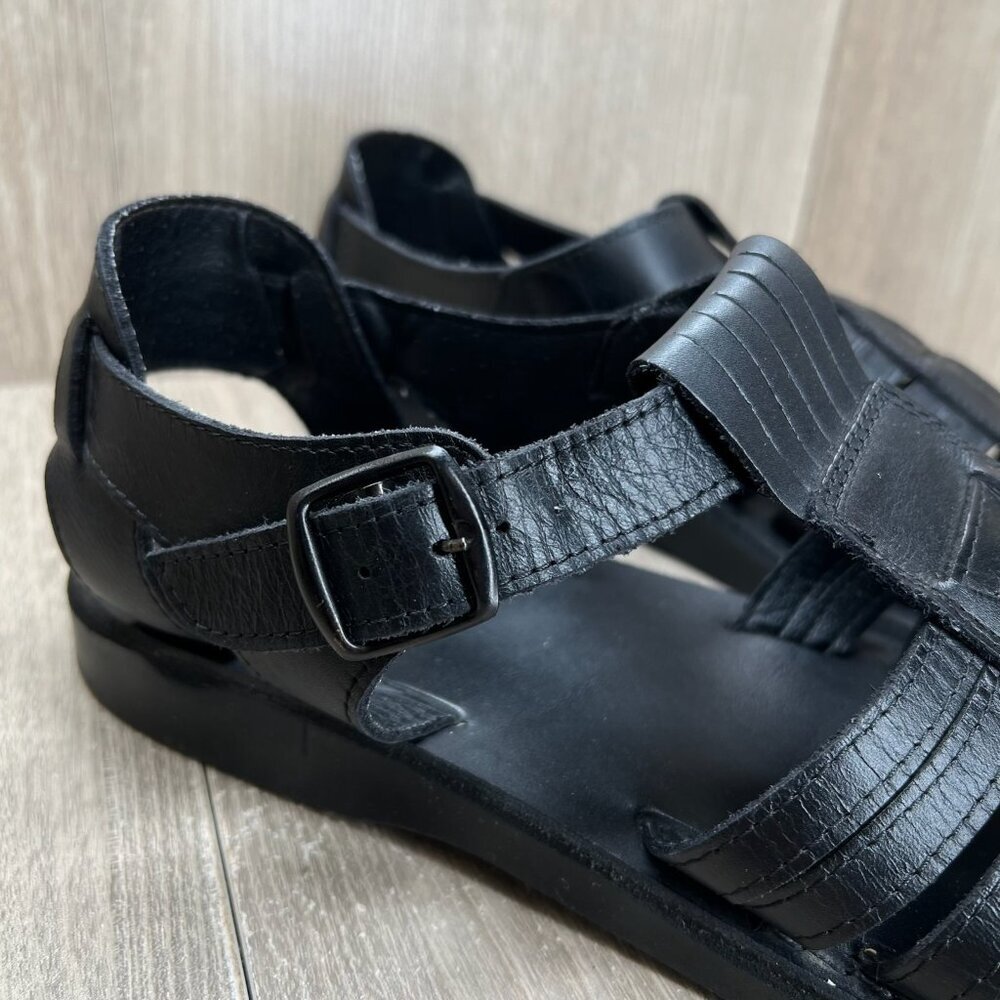 Jerusalem Barak Closed Toe Sandals Mens 46 Ankle Strap Handcrafted Leather Black - Picture 8 of 12